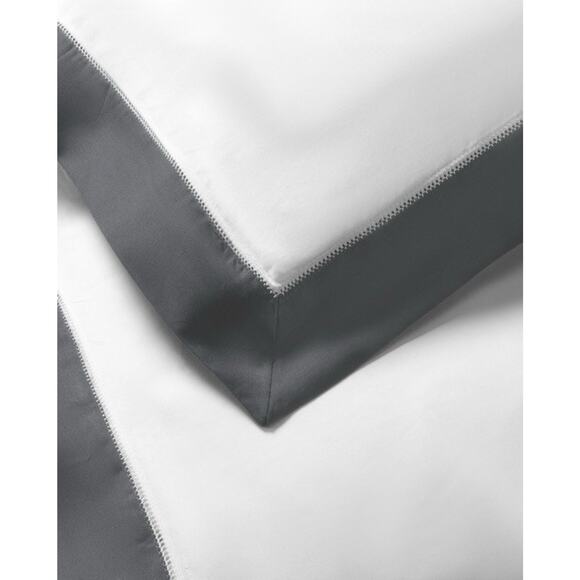 Ralph Lauren RL Organic Sateen Border King Duvet Cover $470 Graphite NWT - Picture 2 of 8